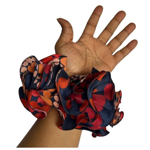 New Women Red Scrunchie Ruffled design Multicolor Polkadots - Picture 2 of 14